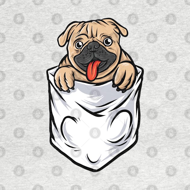 Pug Dog IN Pocket by Mako Design 